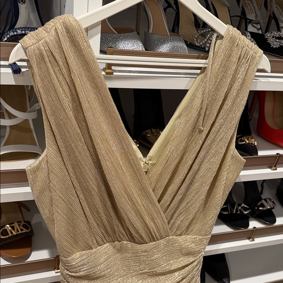 BCBGMAXAZRIA Ruched Mini Dress in Gold - Picture 5 of 11
